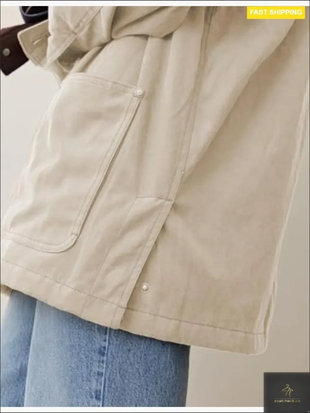 Oversized Utility Jacket Vintage Workwear Corduroy Collar Classic Relaxed Fit - Picture 3 of 7
